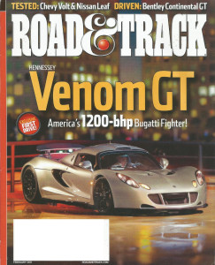 ROAD & TRACK 2011 FEB - VOLT vs LEAF, HENNESSEY VENOM, 1912 INDY, FIAT 500